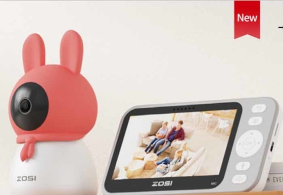 คุณภาพสูง 5 นิ้วไร้สาย Smart Video Baby Monitor พร้อม Night Vision 2 ทางเสียง Pan Tilt Zoom รองรับอุณหภูมิที่ติดตั้ง