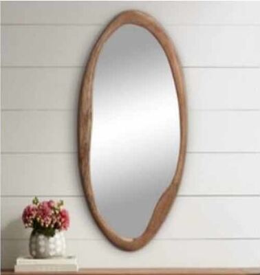 Customized French Room Decorative Large Mirror Narure Espejos Wavy Mirror Design Wooden Frame Irregular Shape Dressing Mirror