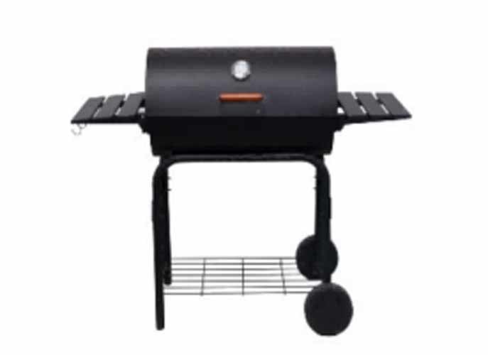OEM Round Barrel Type BBQ Grills Outdoor Trolley Movable Large Charcoal Barbecue Grills with Side Panels